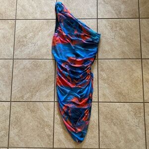 BNWT-LILLYS KLOSET ONE STRAP RUCHED MIDI DRESS SIZE M💙